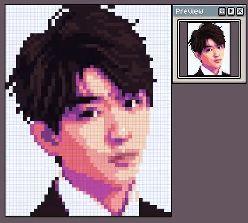 a5手绘像素画网格画课堂第40课王俊凯像素画