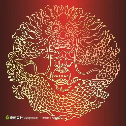 中国传统龙纹正面图案@北坤人素材