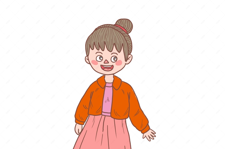 冬季冬日盘发姑娘卡通手绘