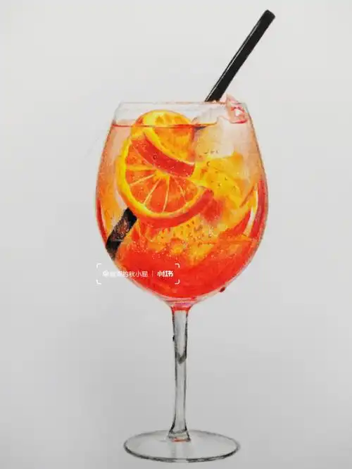 彩铅画超简单的橙子果汁色号步骤