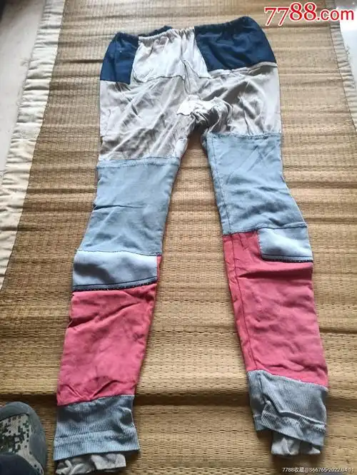 怀旧老手工补丁拼接落色布裤