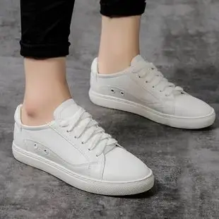 透气小白鞋女2017春秋新款韩版休闲运动学生平底单鞋白色系带板鞋