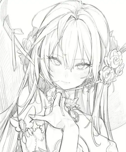 动漫少女角色线稿参考