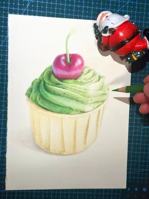 迎圣诞彩铅画纸杯蛋糕进度