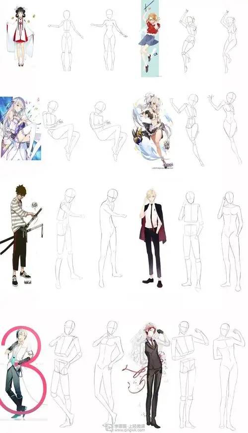 作业:动漫人体绘画学习之日式漫画人体比例画法与训练 - 斯哒凛 - 轻