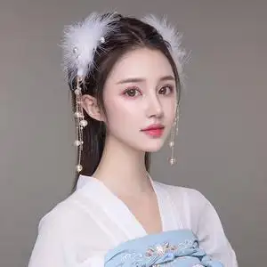 汉服头饰女儿童古风仙气羽毛发饰全套古典舞蹈发型古装发髻配饰品
