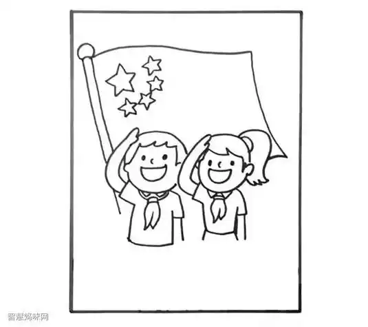 学生简笔画大全向五星红旗敬礼的少先队员简笔画人物头像简笔画拿着小