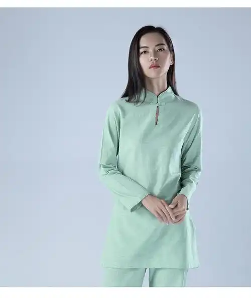 康愫雅亚麻太极服女套装夏款绿色女式太极练功服棉麻太极拳服装夏