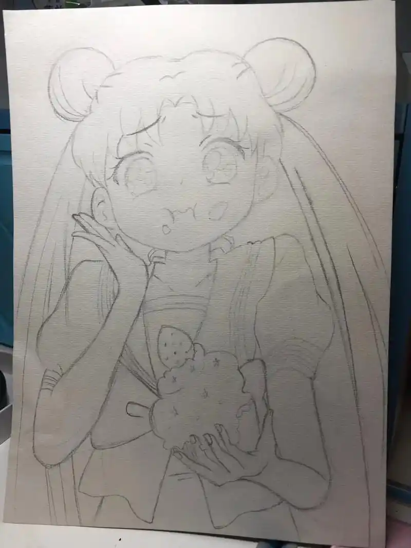 美少女战士 #美少女战士绘画 马克笔跟彩铅和蜡笔的混合,没 - 抖音