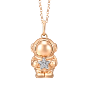 周生生新年礼物钻石项链18k彩金爱情密语太空人吊坠套链女91668u定价