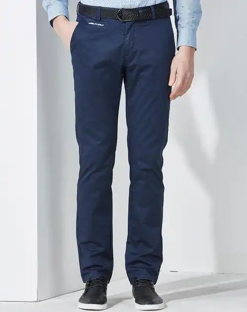 藏蓝色简约都市直筒休闲裤