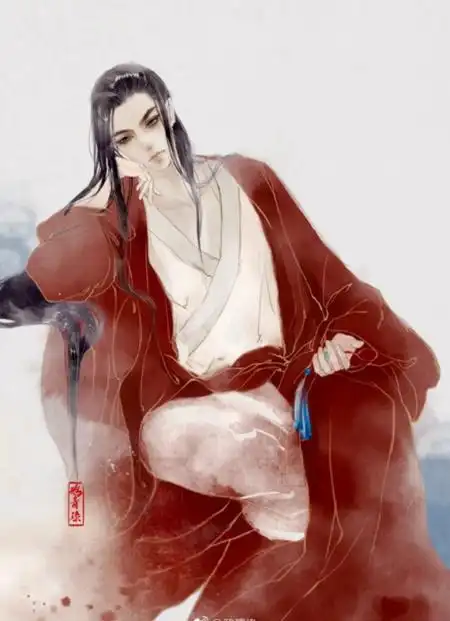 古风图片妖孽男红衣墨发