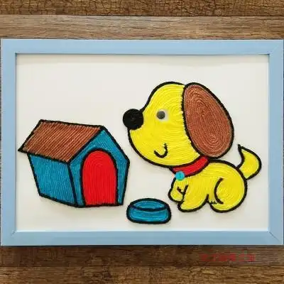 彩线粘贴画手工制作简笔画