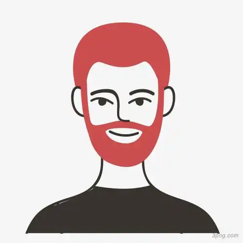 黑红色卡通胡子男子头像