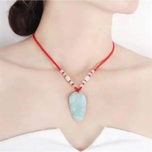 玉妃颜翡翠叶子吊坠缅甸翡翠金枝玉叶吊坠挂件项链玉石