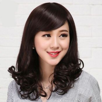 fsyr官方假发套女全头逼真长发中老年人中长发整顶女士长卷发斜刘自然