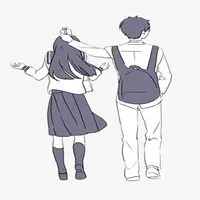 可爱兄妹背影卡通头像卡通兄妹头像一左一右带字点击鼠标右键下载