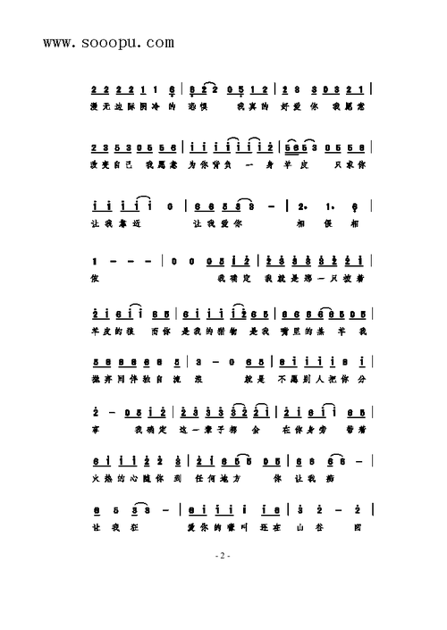 披着羊皮的狼 谭咏麟 歌谱 简谱