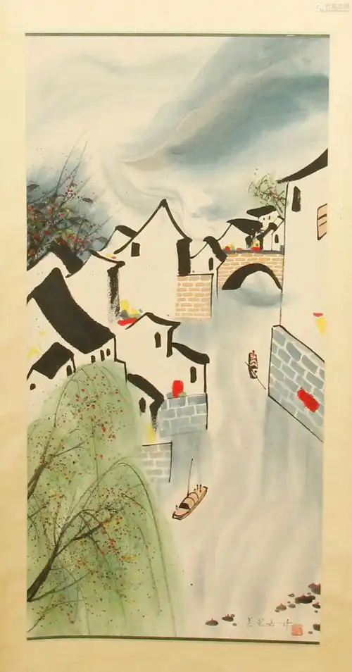 吴冠中江南水乡立轴