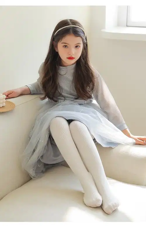 儿童连裤袜春秋款外穿洋气女童打底裤中大童踩脚黑色打底袜踩脚细纹