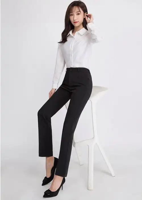 女装新款新款直筒西装裤女黑色职业正装高腰西裤女宽松工作长裤西服