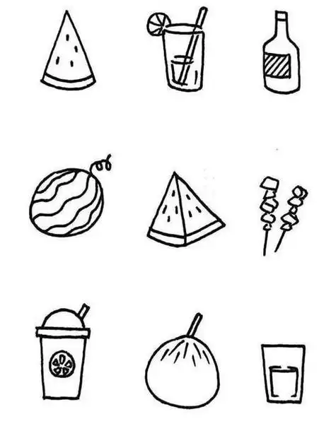 简单好画的简笔画手账素材夏季手账本该有的荷花图案都有