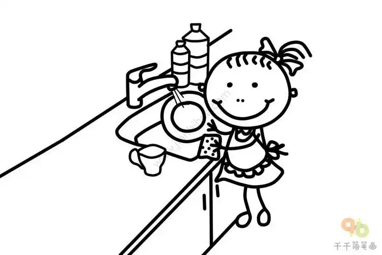 洗碗简笔画