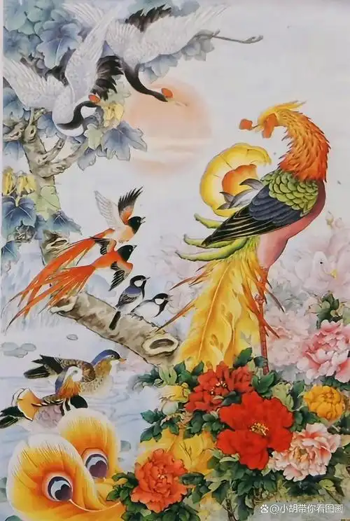昔日年画里的百鸟朝凤图