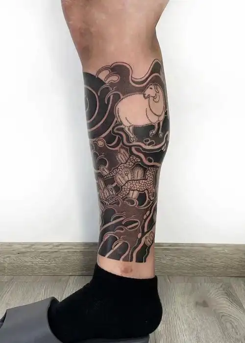 纹身日式老传统花腿