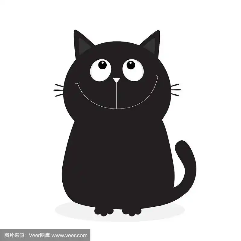 小黑猫抬头看卡通可爱搞笑