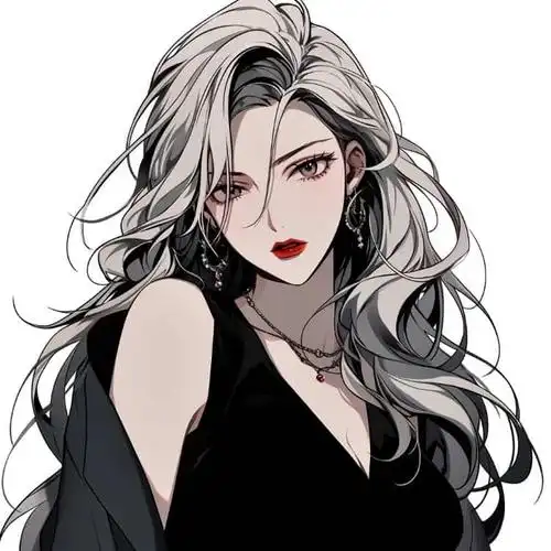 霸气黑暗御姐漫画头像 高冷拽姐灰白长发高马尾女生头像