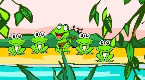 青蛙池塘简笔画彩色