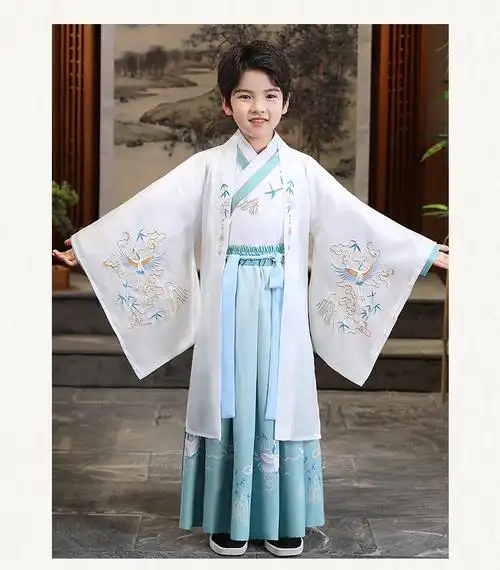 男生汉服青少年学生夏季薄款儿童国学服男孩超仙公子少