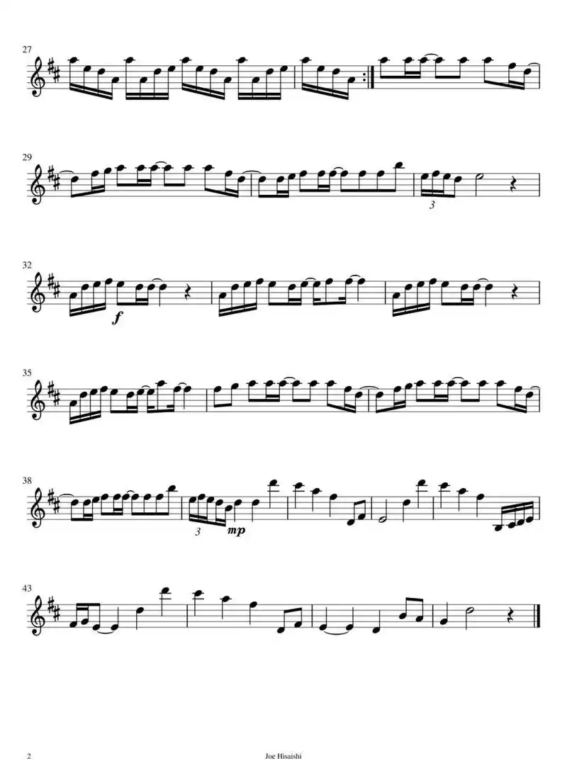 《菊次郎的夏天》小提琴乐谱分享9697