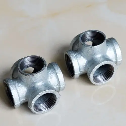 工艺品配件镀锌管钢管接头墙直角拐角侧孔管两向等径四通立体五通