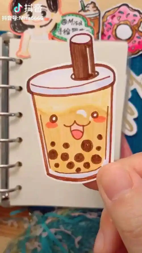 天冷啦,好想来一杯珍珠奶茶手账素材 手绘 简笔画 手账手绘素材 就怕