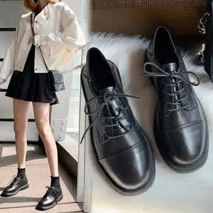 小黑皮鞋仙女 中跟温柔晚晚风 外穿秋季秋冬季搭配裙子西装