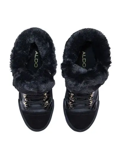 女款黑色布高跟休闲运动鞋