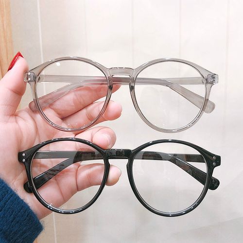 透明眼镜框女ins大框圆脸大脸显瘦灰色框架边框圆形粗近视男学生