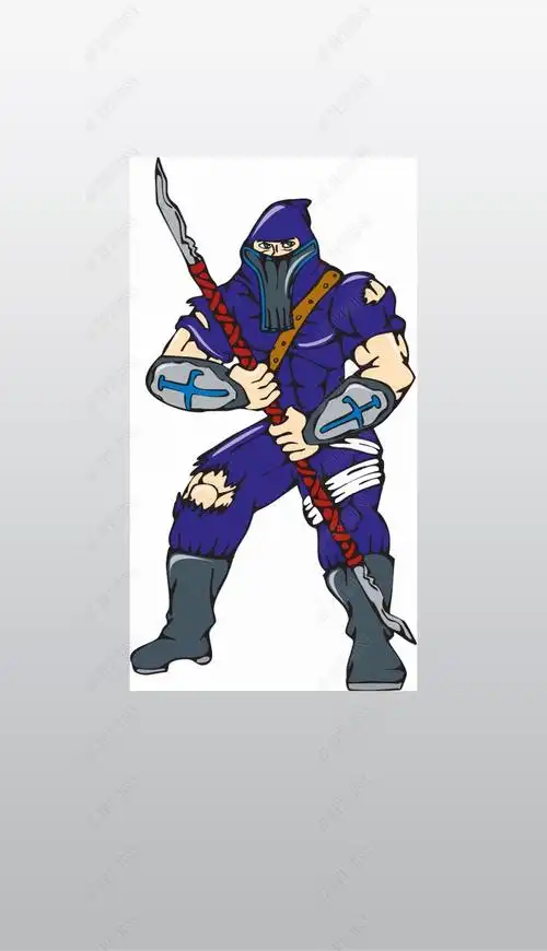 原创漫画风格的插图一个蒙面忍者武士超级英雄手矢量图