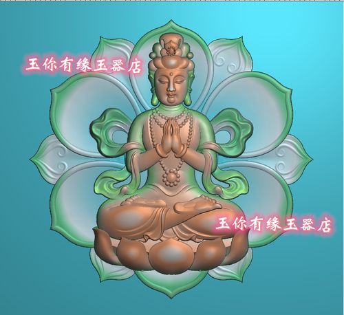 精雕图jdp 圆莲花观音包花 背景莲花正 坐观音 双手合十