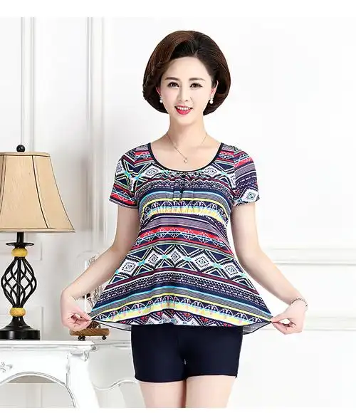 斤妈妈泳衣女保守中老年分体裙式遮肚大码胖mm温泉女士游泳衣170722xl