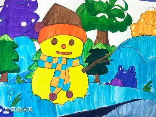 雪人六年级绘画