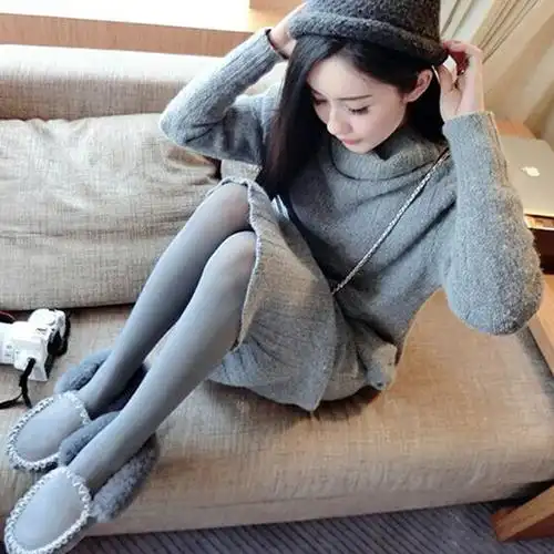 袜子连体加厚打底连裤袜中厚烟灰色哑光