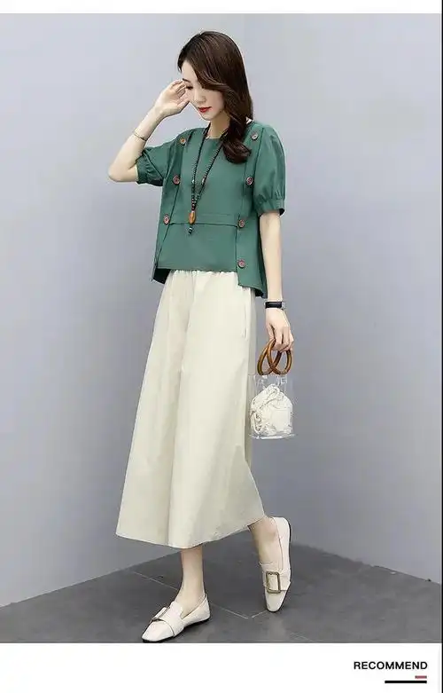 宽松两件套短袖夏装2024新款女装时尚洋气减龄阔腿裤套装宽松显瘦