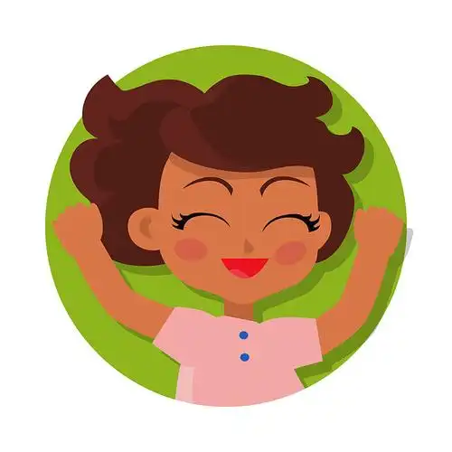 女孩,短小,褐色,卷发,闭眼,头像,漂亮,女性,人,粉色,t恤,脸,简单,卡通