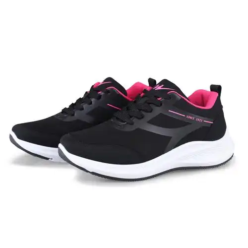 双星运动鞋秋季女款新品黑色增高学生鞋系带休闲跑步鞋