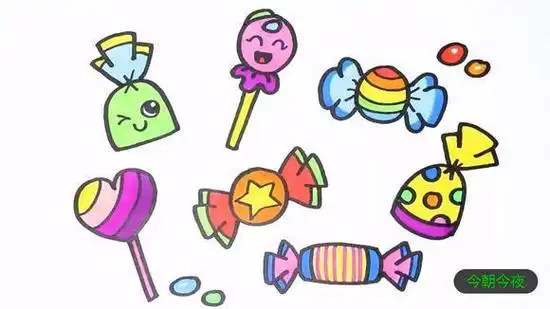 色糖果上色简笔画要怎么画儿童节简笔画可爱的孩子怎么画色彩漂亮的