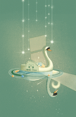 gif动态图 治愈 宇宙 星球 天空 梦幻男生 女神 蓝色系 动图壁纸 绿色