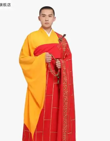 暧献 出家人祖衣袈裟麻纱祥云衣金龙衣和尚服僧袍僧服佛教 红色祥云衣
